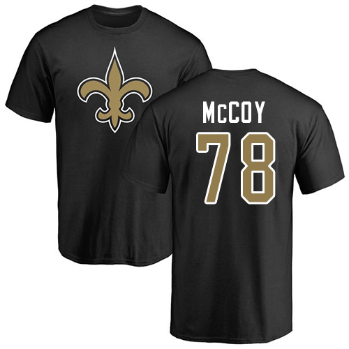 Men New Orleans Saints Black Erik McCoy Name and Number Logo NFL Football #78 T Shirt->nfl t-shirts->Sports Accessory